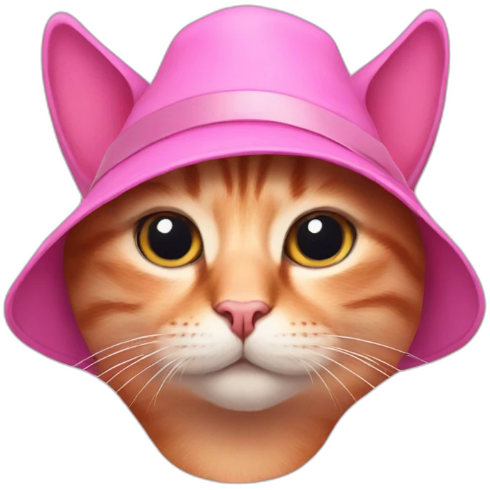 Photo of a pink cat with a hat emoji