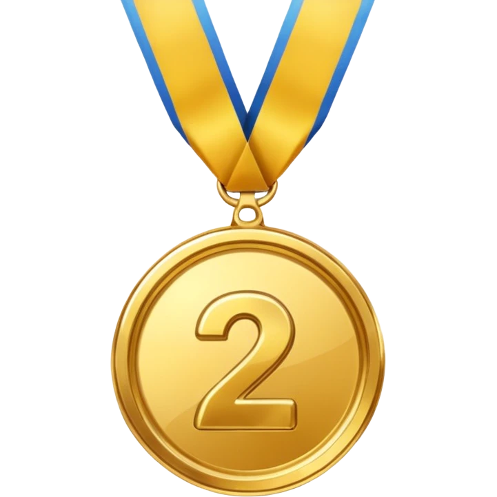 Медаль за 2 место просто цифра без узоров emoji
