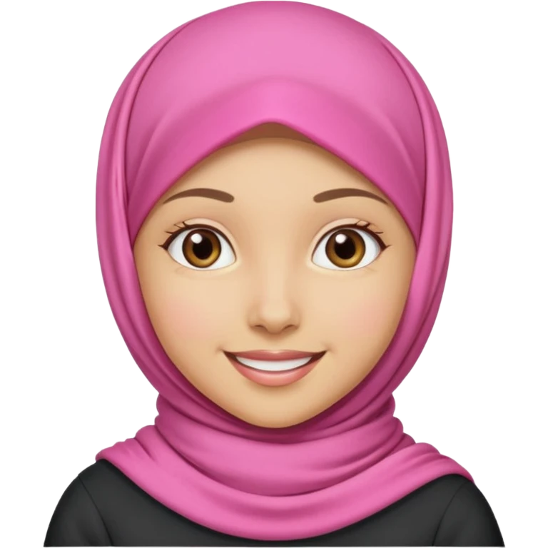 A medium light skin girl with pink hijab smile  emoji