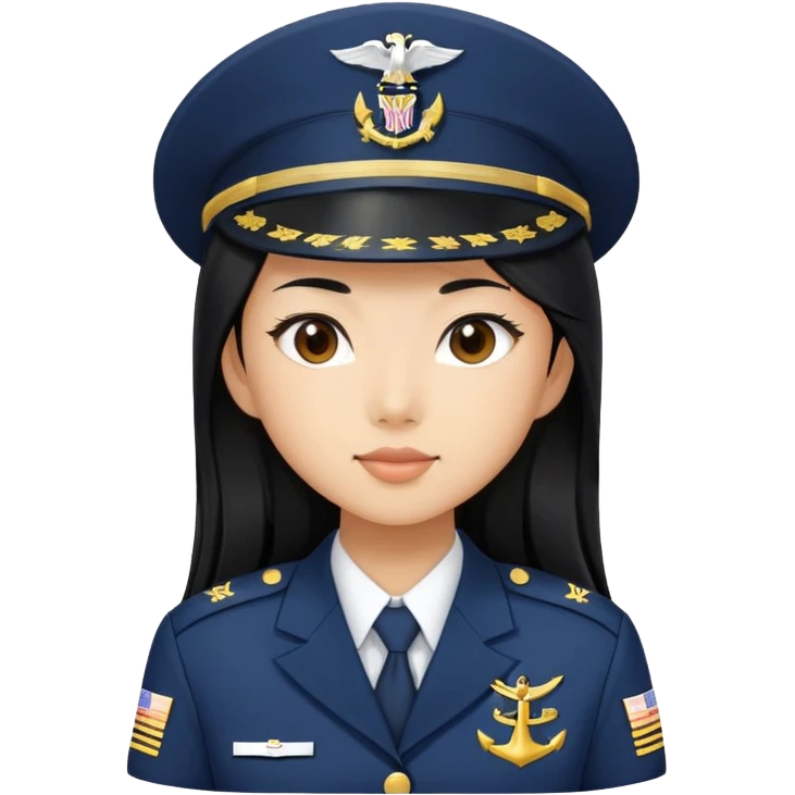 Asian girl with long black hair in the U.S. Navy emoji
