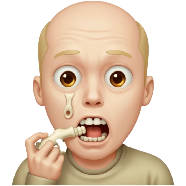 man gasping with bone in mouth emoji