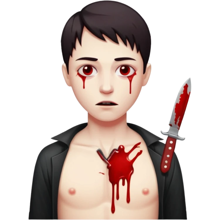 Ölü adam yaşıyor korkunç göğüsünde bıçak saplı emoji