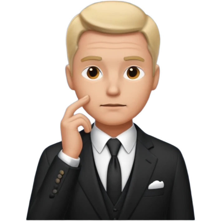 Rich man asking himself a question, thoughtful emoji