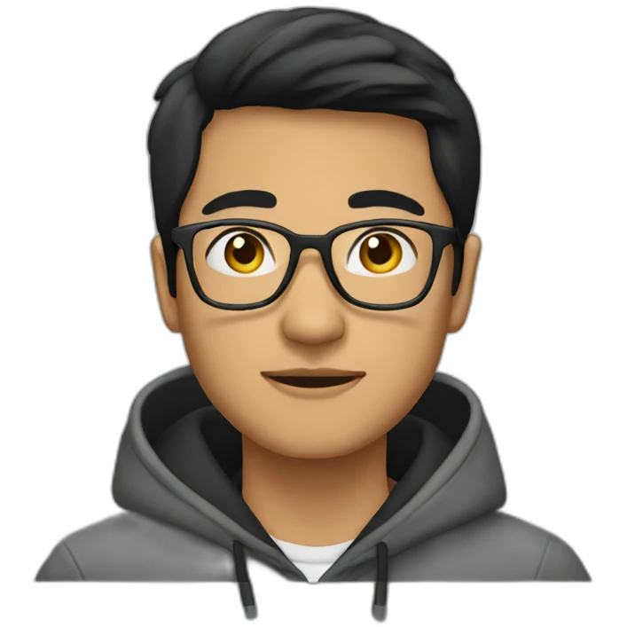 indonesian male with glasses and black hair wearing hoodie emoji