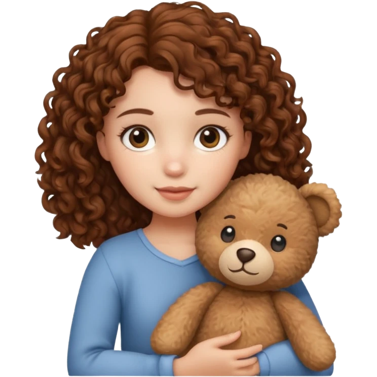 curly hair girl with bear  emoji