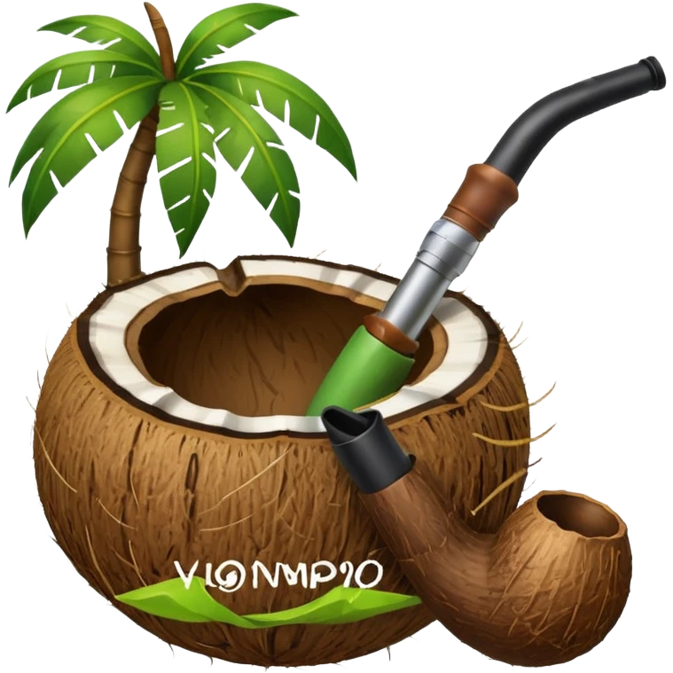 Coconut ith open and with pipe, outside the coconut should be green like raw emoji