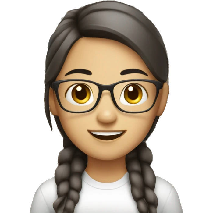 asian girl, with laptop, brown stylist hair, smiling , designer, no glasses emoji