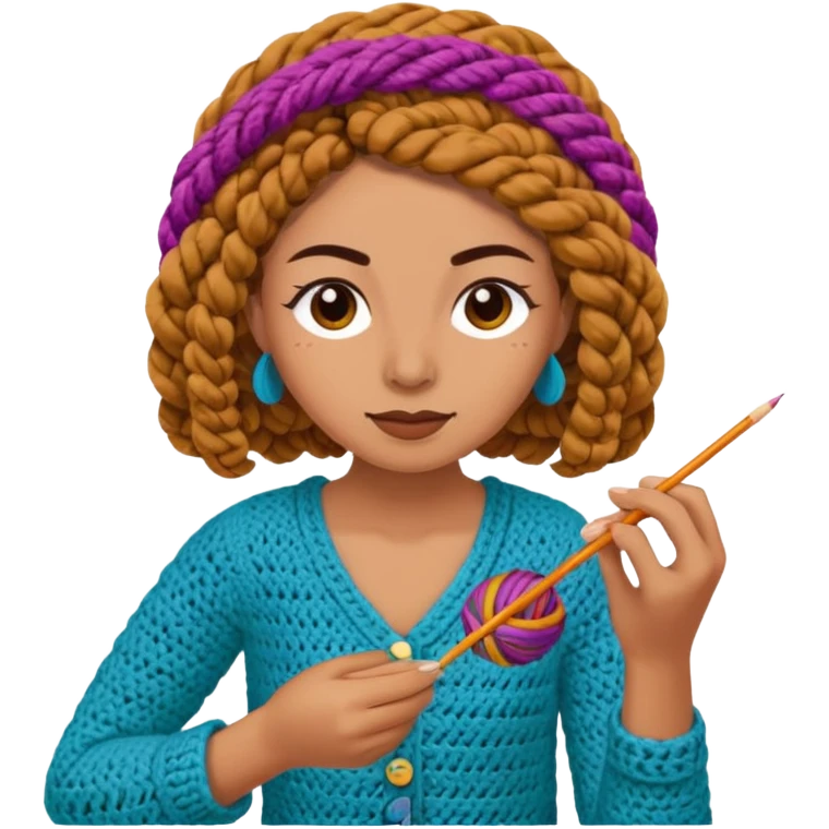 Pegatinas de Mujer tejiendo crochet  emoji