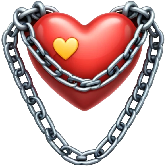 cartoon heart wrapped in chains with letters IC on it emoji