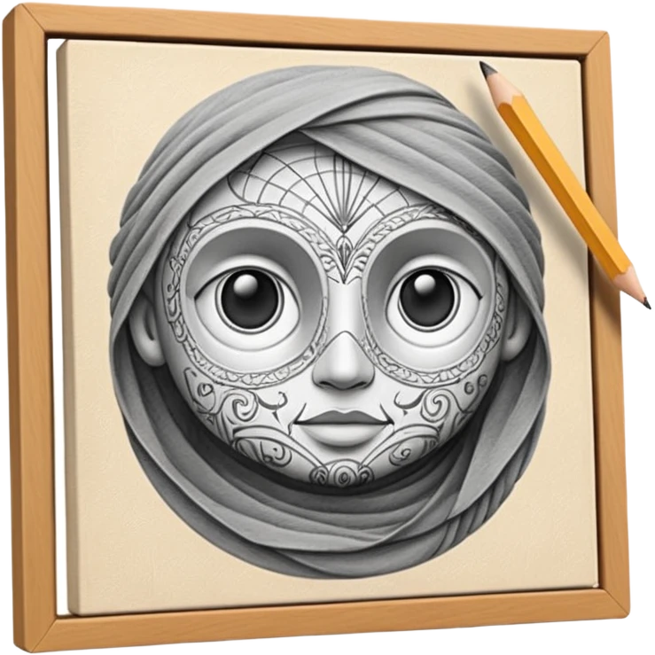 Canvas with pencil sketch emoji