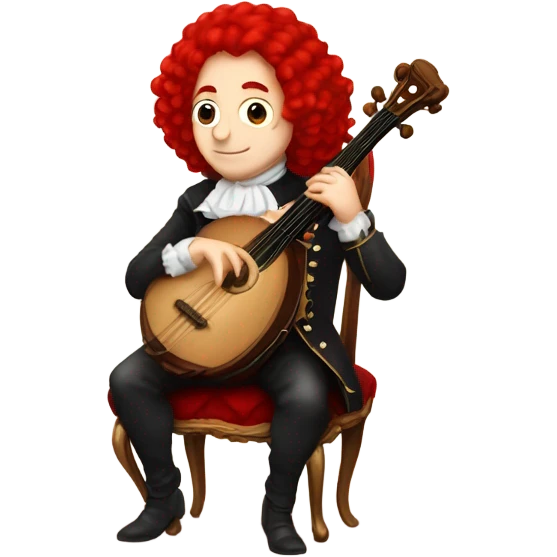 Antonio Vivaldi Baroque Red wig old chibi sitting chair banjo emoji