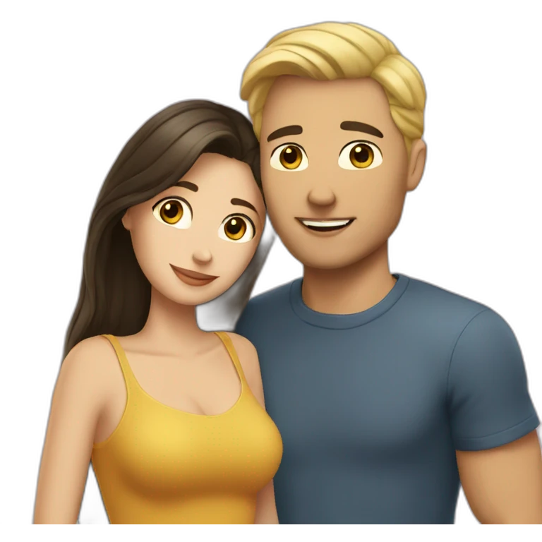 Blond man and brunette woman in love emoji