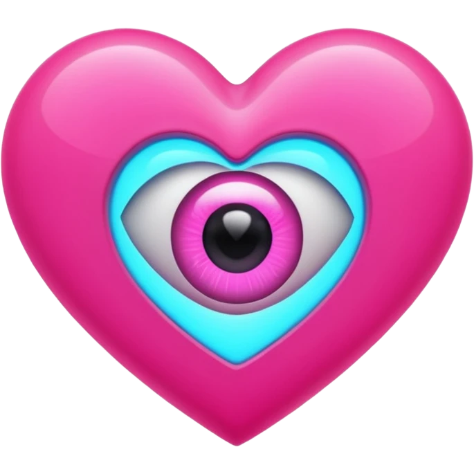 A pink neon heart with a eye in the center emoji