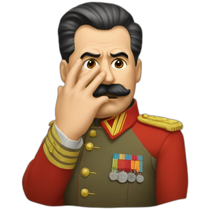 Stalin covers his face with his hand emoji