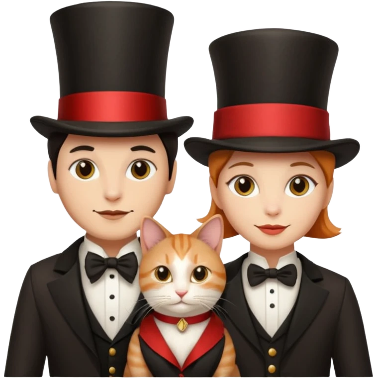 magician couple and their pet cat emoji