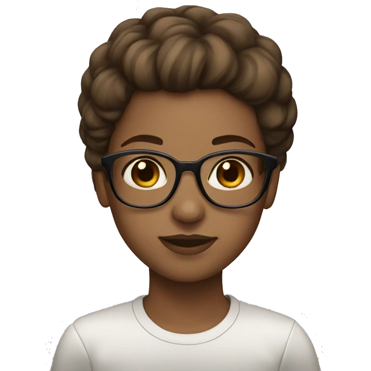 Girl white skin brown hair brown eyes with glasses emoji