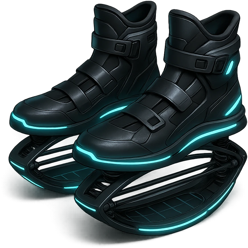 trampoline shoes, futuristic, glowing accents, sci-fi style emoji