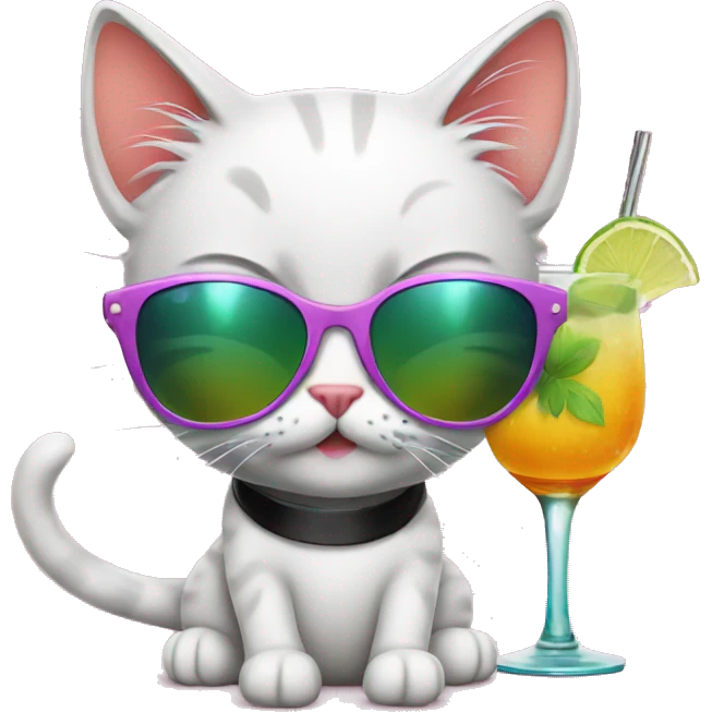 kitty with sunglasses and cocktail emoji