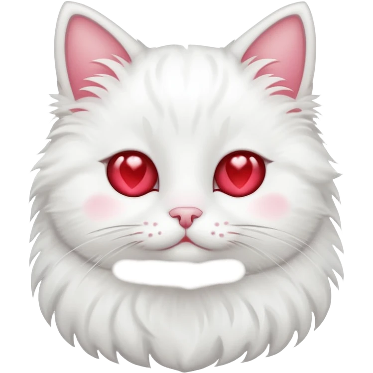 Cute white cat with hearts for eyes emoji