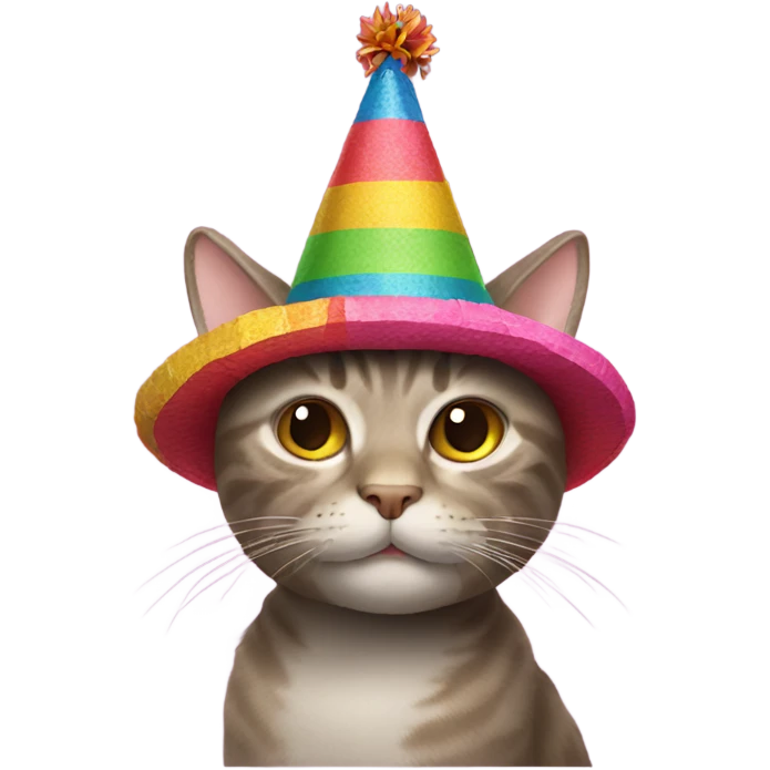 Cat wearing a piñata hat emoji