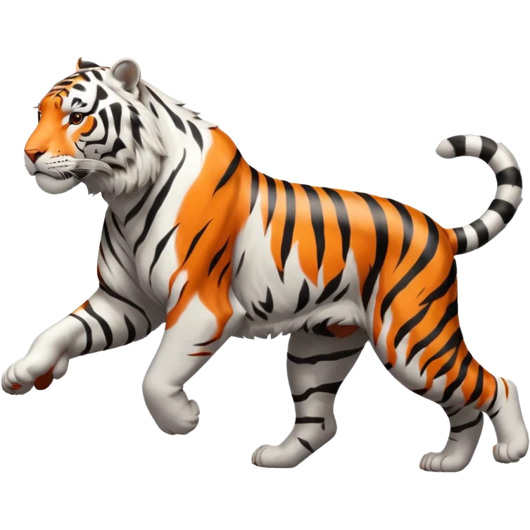 White tiger running in profile emoji