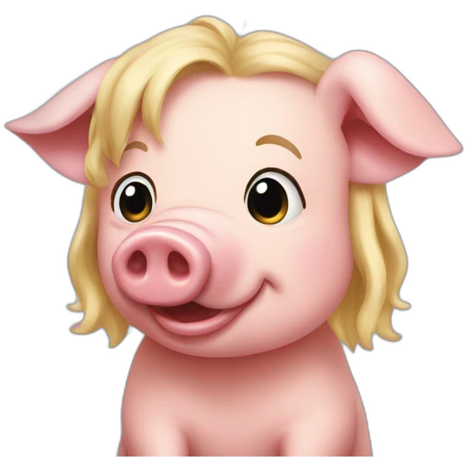 Blonde haired squealing pig emoji