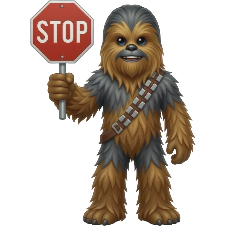 chewbacca holding up a stop sign emoji