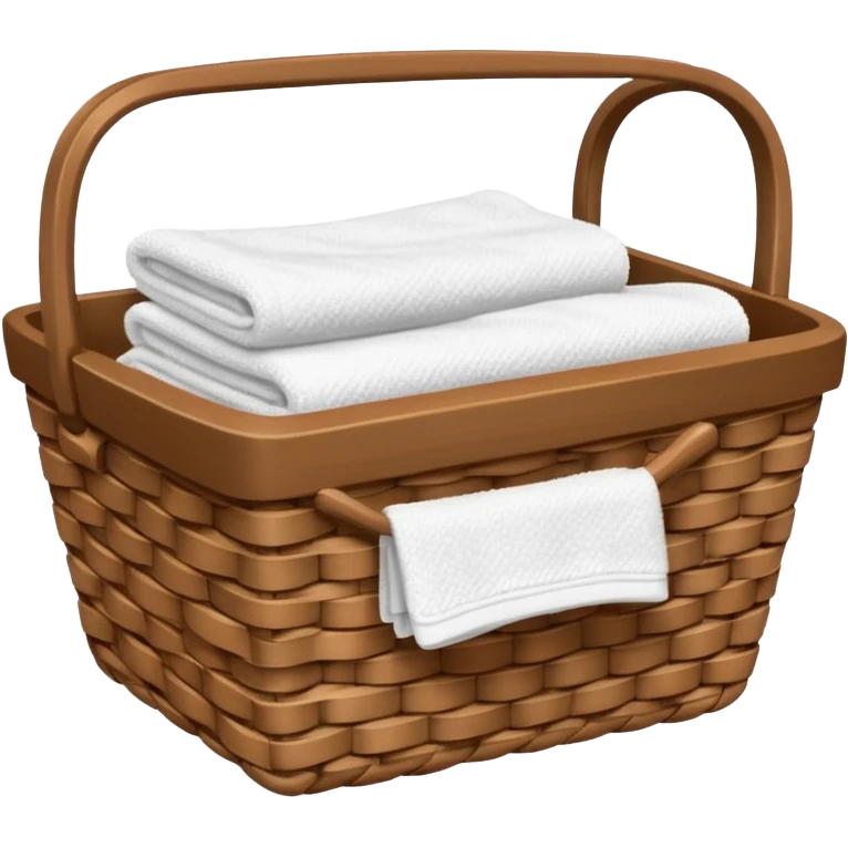 Woven Brown basket with white towels emoji