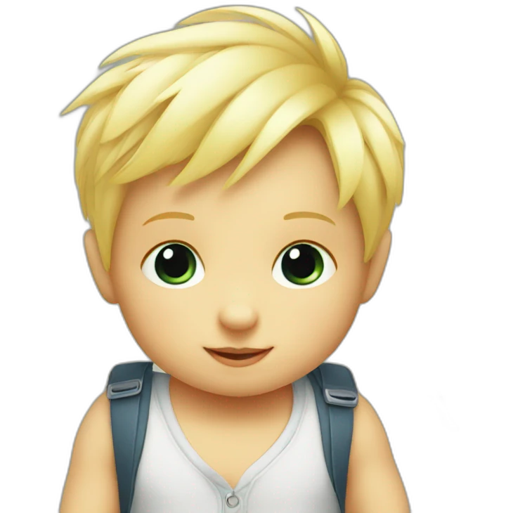 Blond Baby boy with toucan emoji