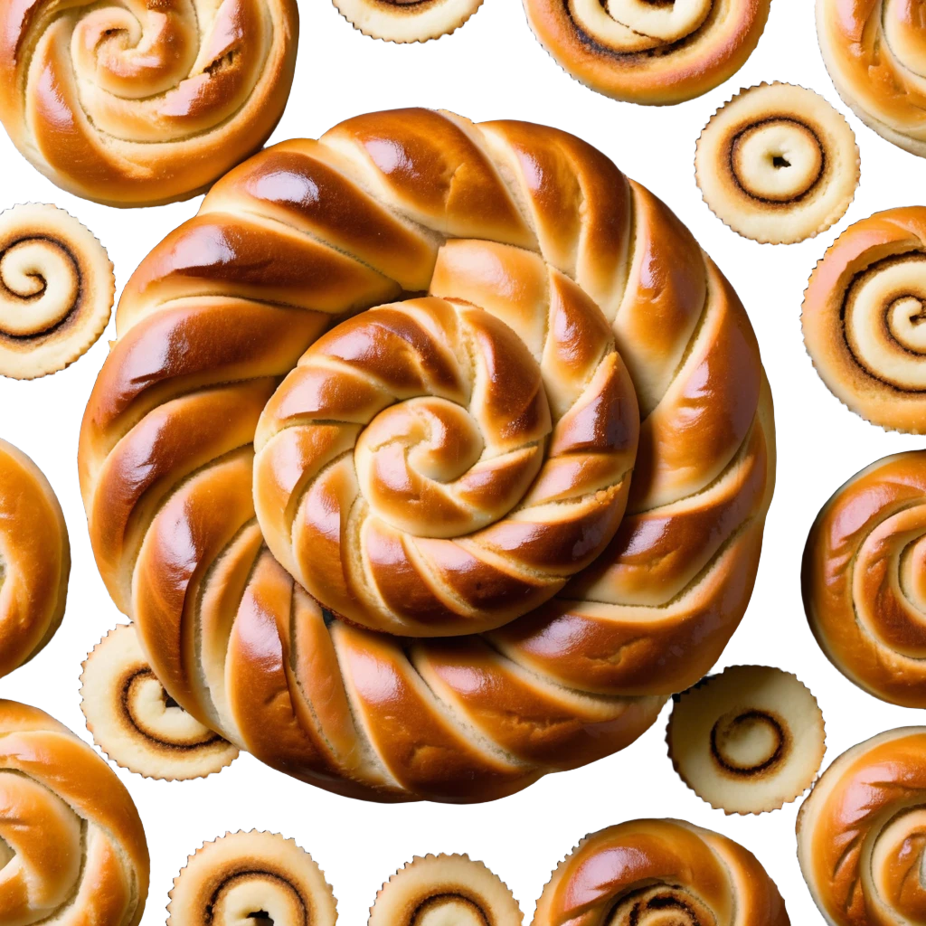 franzbrötchen spiral shape, golden brown, cinnamon swirl visible emoji
