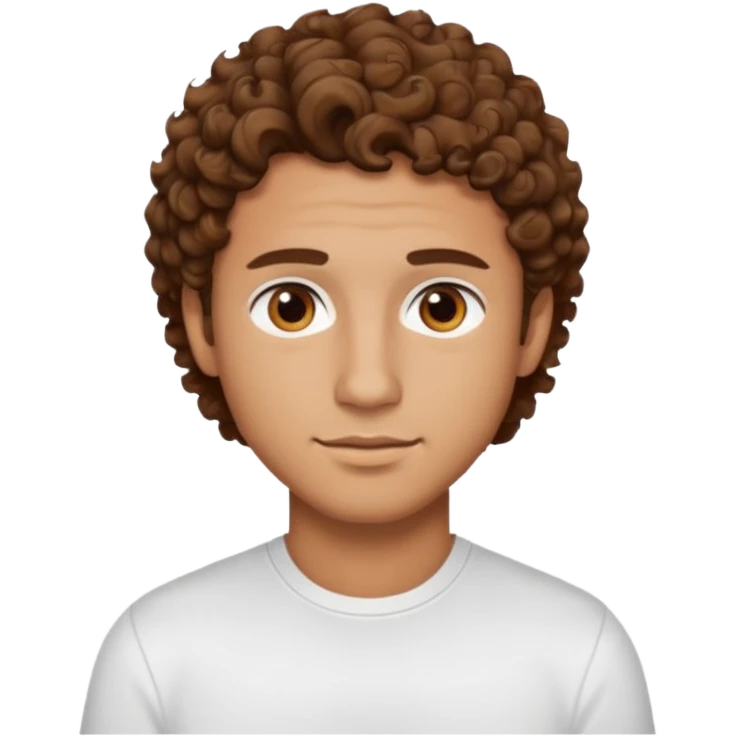 Handsome cute Man with tan skin and  brown eyes and  short brown curly wavy hair emoji