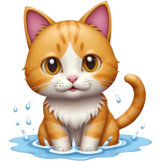 Cat playing in water  emoji