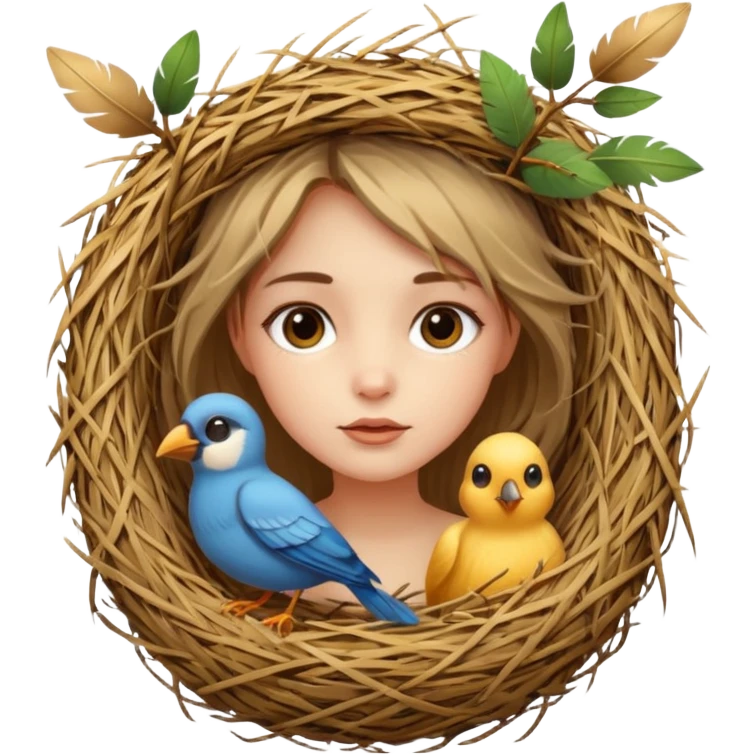 girl with bird nest over her head  emoji