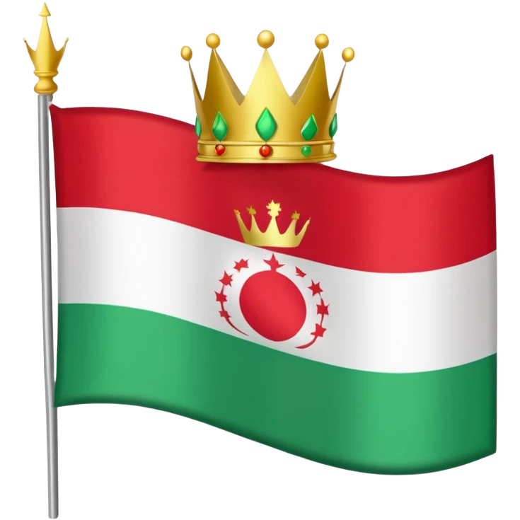 ایموجی پرچم تاجیکان افغانستان مردمان تاجیک افغانستان است رنگ پرچم سبز کم رنگ و سفید و سیاه و نوار سفید تاج طلایی و هفت نور طلایی برام درست کن emoji