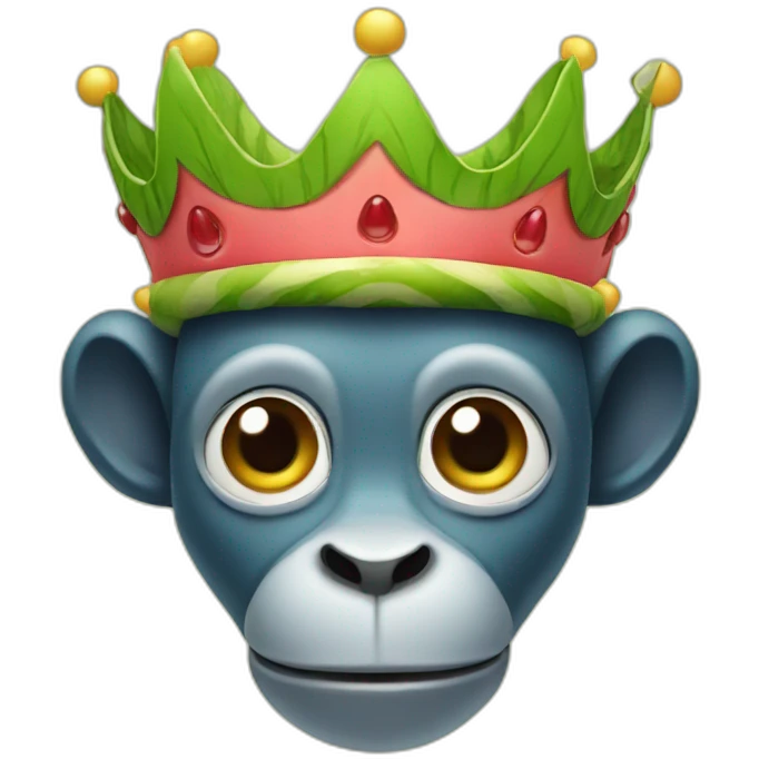 head of monkey watermelon with a crown emoji