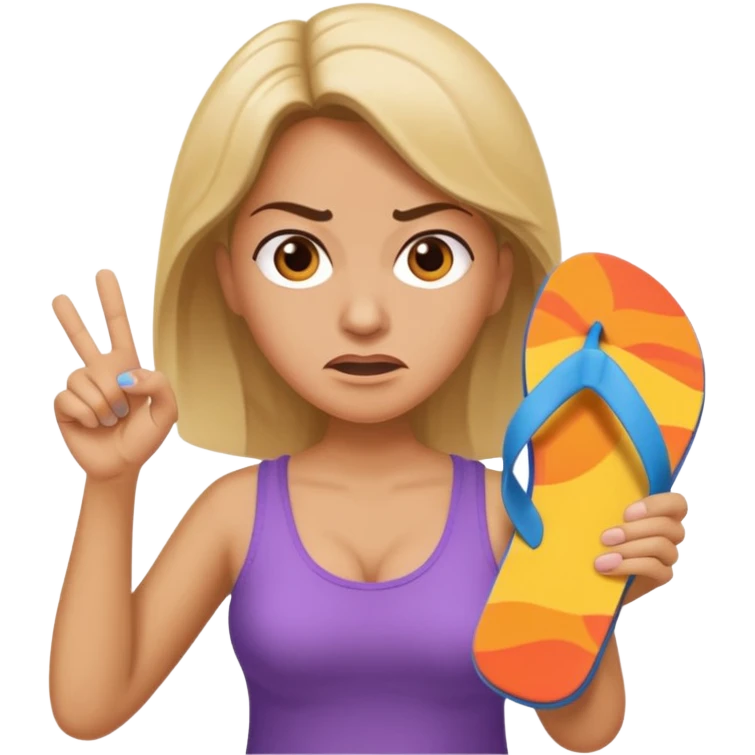 an angry mother with a flip-flop in her hand, ready to hit someone emoji