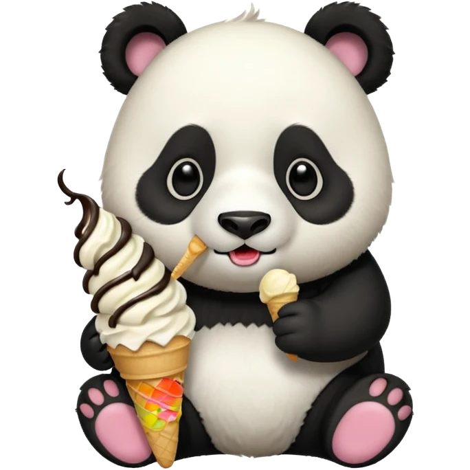 Panda eating ice cream emoji