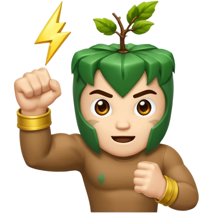 woodland character fist up with vine lightning emoji