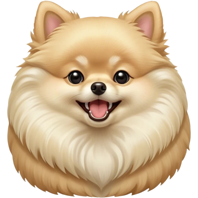 Cinematic Cute Yawning Cream Pomeranian Portrait Emoji, Head tilted slightly with a dramatic, wide-open yawn, showcasing a soft, fluffy cream Fur with gentle highlights, floppy ears slightly drooping, round dark eyes barely open in drowsy contentment, Simplified yet irresistibly adorable features, highly detailed, glowing with a soft, cozy glow, high shine, relaxed yet expressive, stylized with a touch of whimsy, bright and endearing, soft glowing outline, capturing the essence of a sleepy yet affectionate companion, so drowsy it feels like it could stretch right out of the screen and curl up for a nap! emoji