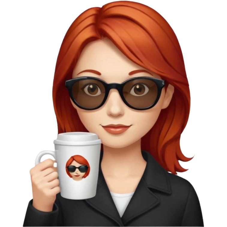 sunglasses red hair woman drink coffee emoji