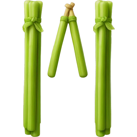 Nunchucks made of 2 celery sticks, Celery-Stick-Nunchucks emoji