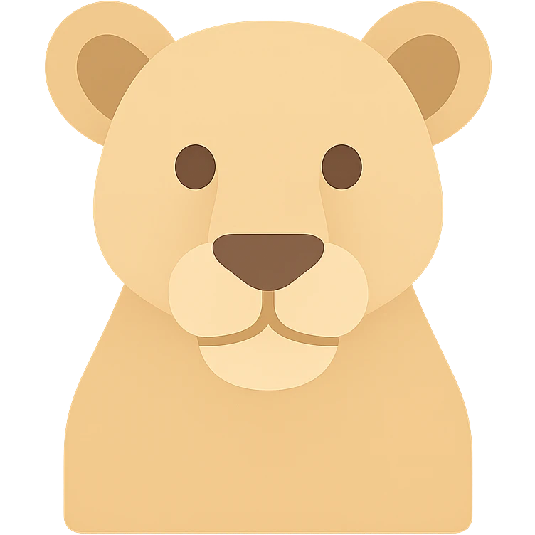 lioness, color icon, friendly and approachable emoji