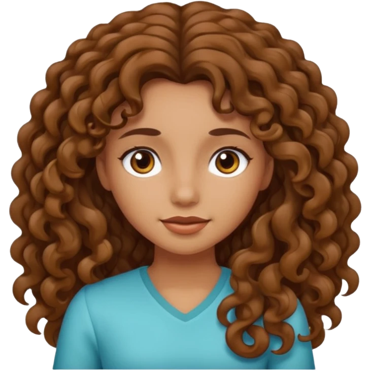 Fille cheveux bouclés longs brun et teint mate emoji