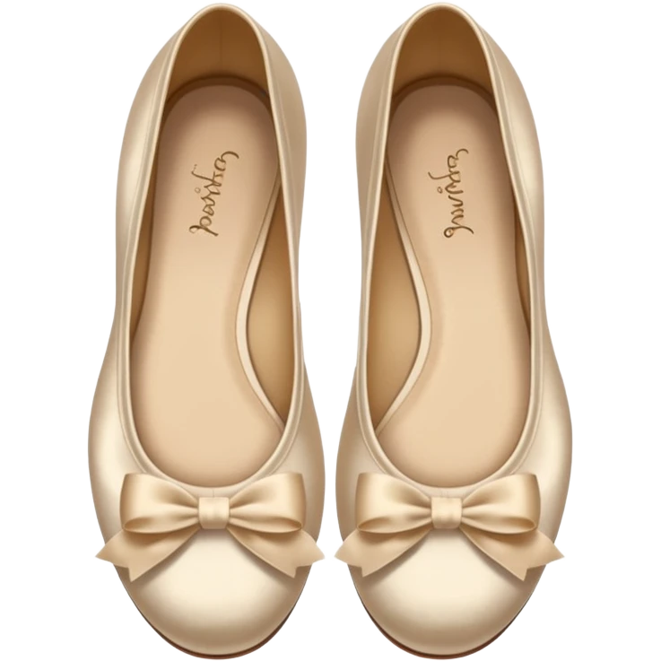 Beige realistic vintage silk bow ballerina shoes emoji
