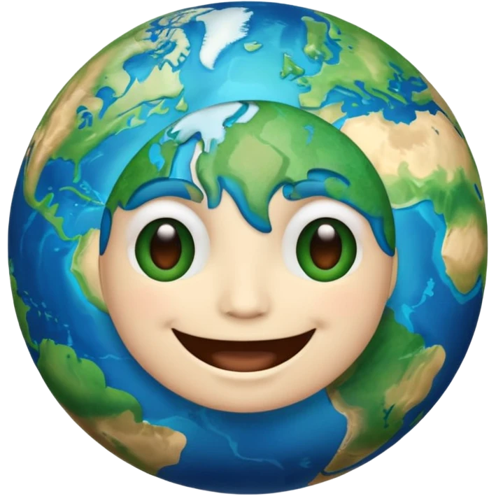 Make a image prompt of the earth with a face emoji