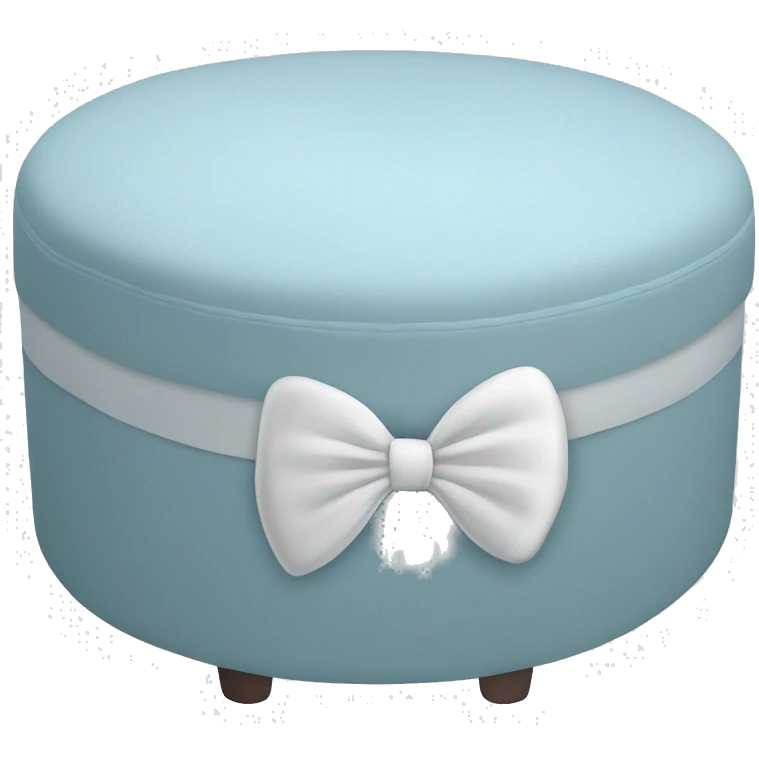 Baby blue round ottoman with a white bow on it emoji