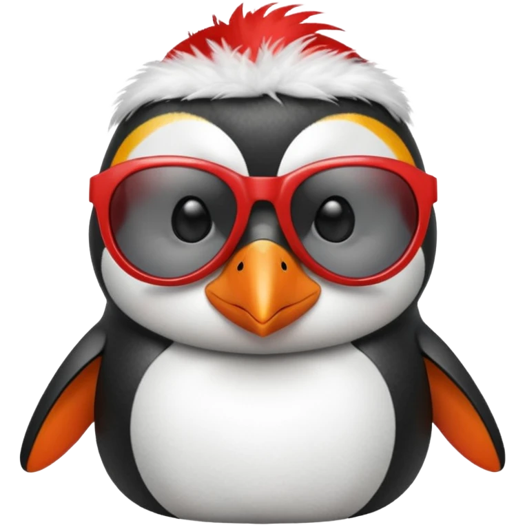 Penguin • High-Realism 3D Rendering
• Sunglasses with Red Frames
• Small Tuft/Lock of Hair on the Head emoji