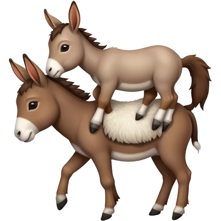 a tiny donkey with a tiny goat on it's back emoji
