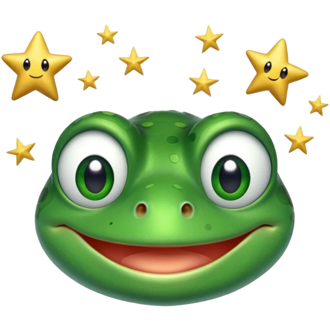 pepe with twinkling stars in his eyes emoji