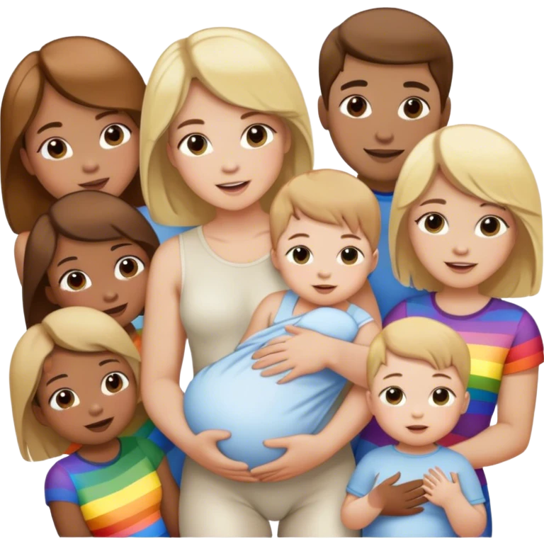 Brunette man and brunette woman with blonde babyall gay all rainbow all pride emoji